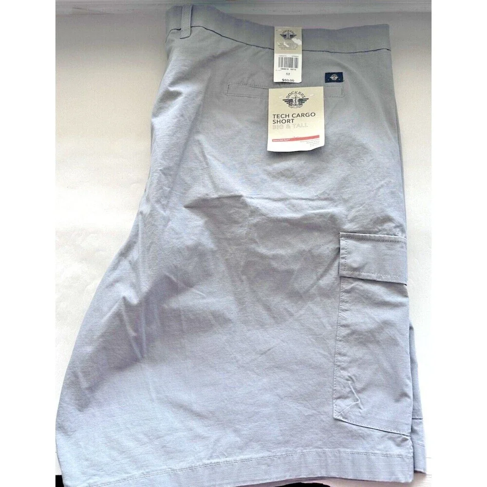 Dockers Men's Cargo Shorts Straight-Fit Foil Tech Cotton LightGray Big &Tall 52